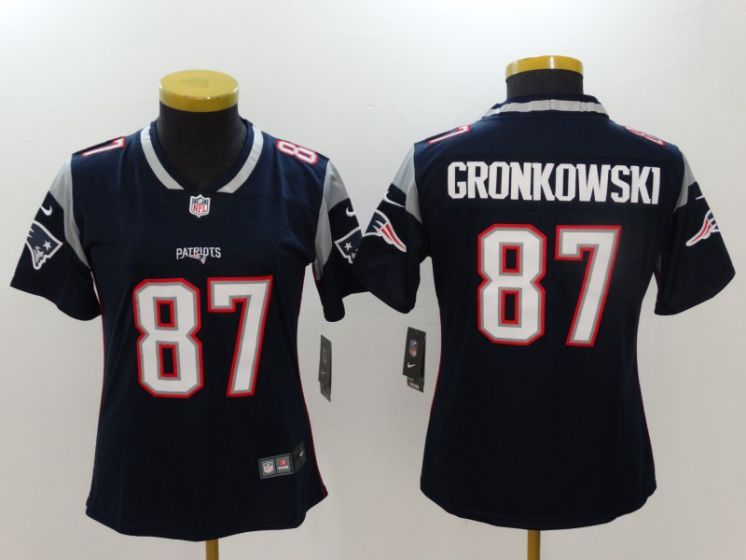 Women New England Patriots #87 Gronkowski Blue Nike Vapor Untouchable Limited NFL Jerseys->women nfl jersey->Women Jersey